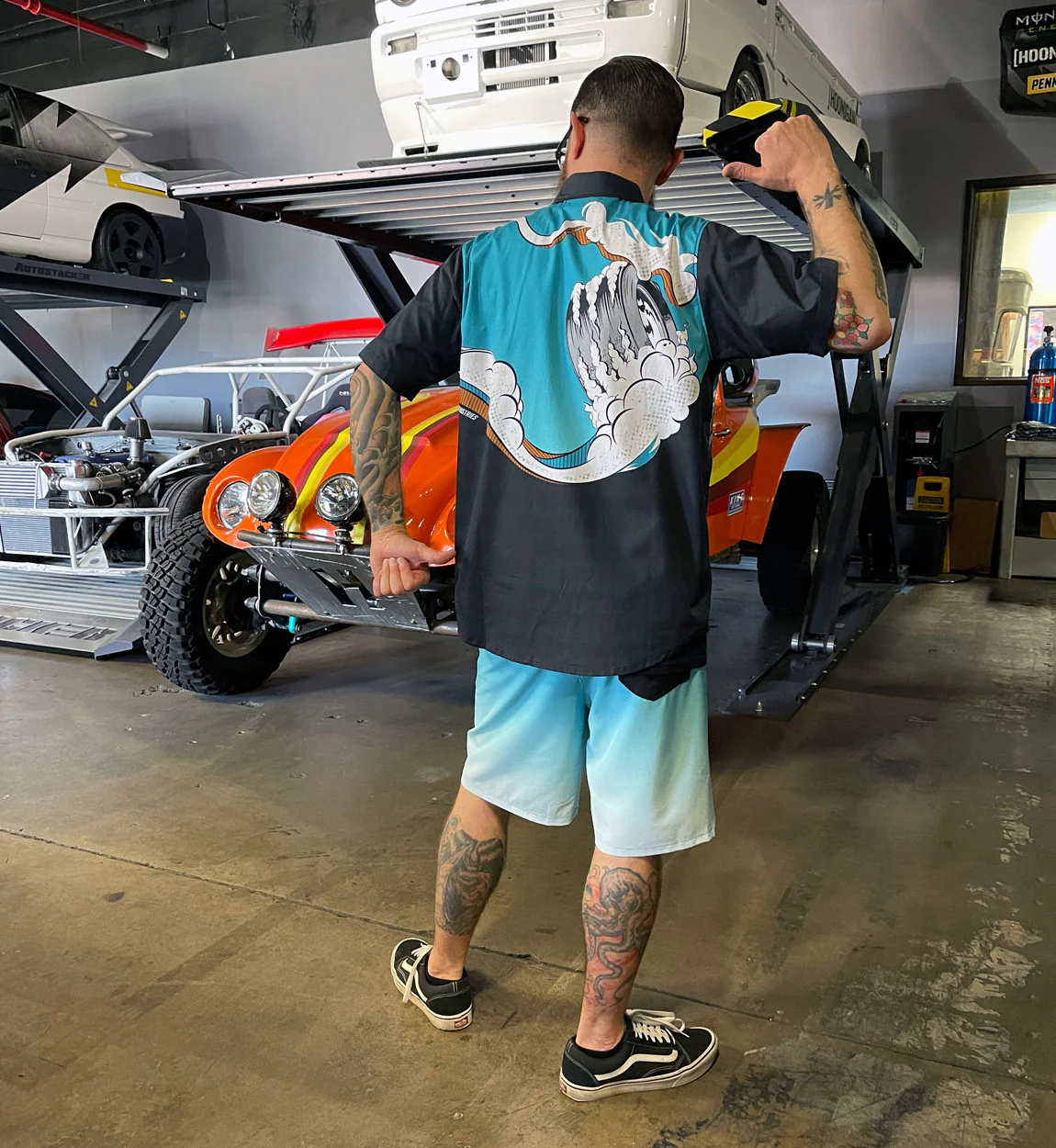 Hoonigan WAVE OF MUTILATION Woven Short Sleeve Button-up Shirt - Image 3